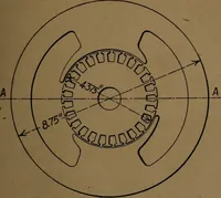 An illustration from Small motors, transformers, electromagnets; a practical presentation of design and construction data for small motors, small low- and high-tension transformers, electromagnets, and induction coils (1920)