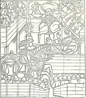 An illustration from Some feudal coats of arms and others, illustrated with 2,000 zinco etchings from the Bayear tapestry, Greek vases, seals, tiles, effigies, brasses and heralcic rolls. Some chart pedigrees (1902)