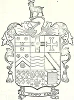 An illustration from Some feudal coats of arms and others, illustrated with 2,000 zinco etchings from the Bayear tapestry, Greek vases, seals, tiles, effigies, brasses and heralcic rolls. Some chart pedigrees (1902)