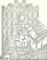 An illustration from Some feudal coats of arms and others, illustrated with 2,000 zinco etchings from the Bayear tapestry, Greek vases, seals, tiles, effigies, brasses and heralcic rolls. Some chart pedigrees (1902)