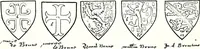 An illustration from Some feudal coats of arms and others, illustrated with 2,000 zinco etchings from the Bayear tapestry, Greek vases, seals, tiles, effigies, brasses and heralcic rolls. Some chart pedigrees (1902)