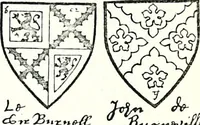An illustration from Some feudal coats of arms and others, illustrated with 2,000 zinco etchings from the Bayear tapestry, Greek vases, seals, tiles, effigies, brasses and heralcic rolls. Some chart pedigrees (1902)