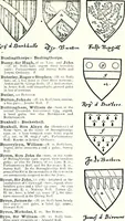 An illustration from Some feudal coats of arms and others, illustrated with 2,000 zinco etchings from the Bayear tapestry, Greek vases, seals, tiles, effigies, brasses and heralcic rolls. Some chart pedigrees (1902)