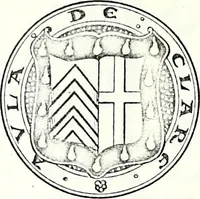 An illustration from Some feudal coats of arms and others, illustrated with 2,000 zinco etchings from the Bayear tapestry, Greek vases, seals, tiles, effigies, brasses and heralcic rolls. Some chart pedigrees (1902)