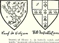 Picture 133 of 427 from Some feudal coats of arms and others, illustrated with 2,000 zinco etchings from the Bayear tapestry, Greek vases, seals, tiles, effigies, brasses and heralcic rolls. Some chart pedigrees (1902), leaf 178
