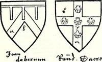 Picture 150 of 427 from Some feudal coats of arms and others, illustrated with 2,000 zinco etchings from the Bayear tapestry, Greek vases, seals, tiles, effigies, brasses and heralcic rolls. Some chart pedigrees (1902), leaf 204