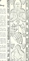 An illustration from Some feudal coats of arms and others, illustrated with 2,000 zinco etchings from the Bayear tapestry, Greek vases, seals, tiles, effigies, brasses and heralcic rolls. Some chart pedigrees (1902)