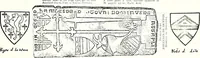 An illustration from Some feudal coats of arms and others, illustrated with 2,000 zinco etchings from the Bayear tapestry, Greek vases, seals, tiles, effigies, brasses and heralcic rolls. Some chart pedigrees (1902)