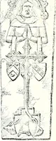 An illustration from Some feudal coats of arms and others, illustrated with 2,000 zinco etchings from the Bayear tapestry, Greek vases, seals, tiles, effigies, brasses and heralcic rolls. Some chart pedigrees (1902)