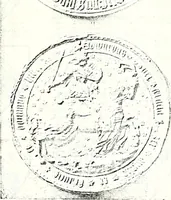 An illustration from Some feudal coats of arms and others, illustrated with 2,000 zinco etchings from the Bayear tapestry, Greek vases, seals, tiles, effigies, brasses and heralcic rolls. Some chart pedigrees (1902)