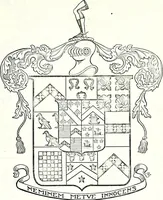 An illustration from Some feudal coats of arms and others, illustrated with 2,000 zinco etchings from the Bayear tapestry, Greek vases, seals, tiles, effigies, brasses and heralcic rolls. Some chart pedigrees (1902)