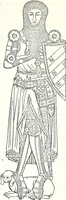 An illustration from Some feudal coats of arms and others, illustrated with 2,000 zinco etchings from the Bayear tapestry, Greek vases, seals, tiles, effigies, brasses and heralcic rolls. Some chart pedigrees (1902)