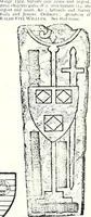 An illustration from Some feudal coats of arms and others, illustrated with 2,000 zinco etchings from the Bayear tapestry, Greek vases, seals, tiles, effigies, brasses and heralcic rolls. Some chart pedigrees (1902)