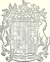 An illustration from Some feudal coats of arms and others, illustrated with 2,000 zinco etchings from the Bayear tapestry, Greek vases, seals, tiles, effigies, brasses and heralcic rolls. Some chart pedigrees (1902)
