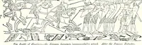 An illustration from Some feudal coats of arms and others, illustrated with 2,000 zinco etchings from the Bayear tapestry, Greek vases, seals, tiles, effigies, brasses and heralcic rolls. Some chart pedigrees (1902)