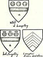 An illustration from Some feudal coats of arms and others, illustrated with 2,000 zinco etchings from the Bayear tapestry, Greek vases, seals, tiles, effigies, brasses and heralcic rolls. Some chart pedigrees (1902)