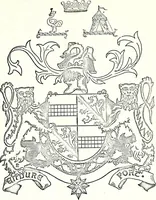 An illustration from Some feudal coats of arms and others, illustrated with 2,000 zinco etchings from the Bayear tapestry, Greek vases, seals, tiles, effigies, brasses and heralcic rolls. Some chart pedigrees (1902)