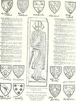 An illustration from Some feudal coats of arms and others, illustrated with 2,000 zinco etchings from the Bayear tapestry, Greek vases, seals, tiles, effigies, brasses and heralcic rolls. Some chart pedigrees (1902)