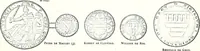 An illustration from Some feudal coats of arms and others, illustrated with 2,000 zinco etchings from the Bayear tapestry, Greek vases, seals, tiles, effigies, brasses and heralcic rolls. Some chart pedigrees (1902)