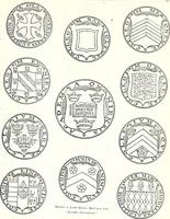 An illustration from Some feudal coats of arms and others, illustrated with 2,000 zinco etchings from the Bayear tapestry, Greek vases, seals, tiles, effigies, brasses and heralcic rolls. Some chart pedigrees (1902)