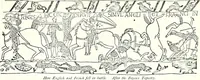 An illustration from Some feudal coats of arms and others, illustrated with 2,000 zinco etchings from the Bayear tapestry, Greek vases, seals, tiles, effigies, brasses and heralcic rolls. Some chart pedigrees (1902)