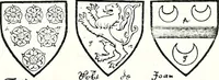 An illustration from Some feudal coats of arms and others, illustrated with 2,000 zinco etchings from the Bayear tapestry, Greek vases, seals, tiles, effigies, brasses and heralcic rolls. Some chart pedigrees (1902)