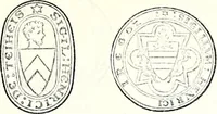 An illustration from Some feudal coats of arms and others, illustrated with 2,000 zinco etchings from the Bayear tapestry, Greek vases, seals, tiles, effigies, brasses and heralcic rolls. Some chart pedigrees (1902)