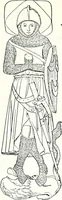An illustration from Some feudal coats of arms and others, illustrated with 2,000 zinco etchings from the Bayear tapestry, Greek vases, seals, tiles, effigies, brasses and heralcic rolls. Some chart pedigrees (1902)