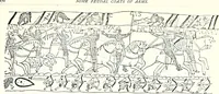 An illustration from Some feudal coats of arms and others, illustrated with 2,000 zinco etchings from the Bayear tapestry, Greek vases, seals, tiles, effigies, brasses and heralcic rolls. Some chart pedigrees (1902)