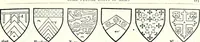 An illustration from Some feudal coats of arms and others, illustrated with 2,000 zinco etchings from the Bayear tapestry, Greek vases, seals, tiles, effigies, brasses and heralcic rolls. Some chart pedigrees (1902)
