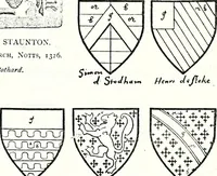 Picture 335 of 427 from Some feudal coats of arms and others, illustrated with 2,000 zinco etchings from the Bayear tapestry, Greek vases, seals, tiles, effigies, brasses and heralcic rolls. Some chart pedigrees (1902), leaf 456