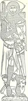 An illustration from Some feudal coats of arms and others, illustrated with 2,000 zinco etchings from the Bayear tapestry, Greek vases, seals, tiles, effigies, brasses and heralcic rolls. Some chart pedigrees (1902)