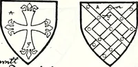 An illustration from Some feudal coats of arms and others, illustrated with 2,000 zinco etchings from the Bayear tapestry, Greek vases, seals, tiles, effigies, brasses and heralcic rolls. Some chart pedigrees (1902)