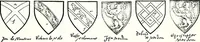 An illustration from Some feudal coats of arms and others, illustrated with 2,000 zinco etchings from the Bayear tapestry, Greek vases, seals, tiles, effigies, brasses and heralcic rolls. Some chart pedigrees (1902)