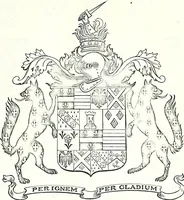 An illustration from Some feudal coats of arms and others, illustrated with 2,000 zinco etchings from the Bayear tapestry, Greek vases, seals, tiles, effigies, brasses and heralcic rolls. Some chart pedigrees (1902)