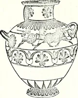 An illustration from Some feudal coats of arms and others, illustrated with 2,000 zinco etchings from the Bayear tapestry, Greek vases, seals, tiles, effigies, brasses and heralcic rolls. Some chart pedigrees (1902)