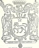 An illustration from Some feudal coats of arms and others, illustrated with 2,000 zinco etchings from the Bayear tapestry, Greek vases, seals, tiles, effigies, brasses and heralcic rolls. Some chart pedigrees (1902)