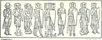 An illustration from Some feudal coats of arms and others, illustrated with 2,000 zinco etchings from the Bayear tapestry, Greek vases, seals, tiles, effigies, brasses and heralcic rolls. Some chart pedigrees (1902)