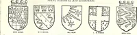 An illustration from Some feudal coats of arms and others, illustrated with 2,000 zinco etchings from the Bayear tapestry, Greek vases, seals, tiles, effigies, brasses and heralcic rolls. Some chart pedigrees (1902)