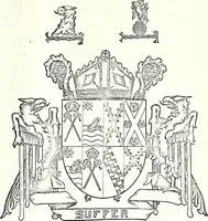 An illustration from Some feudal coats of arms and others, illustrated with 2,000 zinco etchings from the Bayear tapestry, Greek vases, seals, tiles, effigies, brasses and heralcic rolls. Some chart pedigrees (1902)