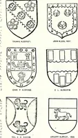 An illustration from Some feudal coats of arms and others, illustrated with 2,000 zinco etchings from the Bayear tapestry, Greek vases, seals, tiles, effigies, brasses and heralcic rolls. Some chart pedigrees (1902)