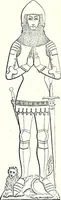 An illustration from Some feudal coats of arms and others, illustrated with 2,000 zinco etchings from the Bayear tapestry, Greek vases, seals, tiles, effigies, brasses and heralcic rolls. Some chart pedigrees (1902)
