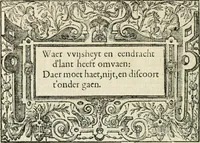 An illustration from Sommare beschrijuinghe vãde triumphelijcke incomst vanden doorluchtighen ende hooghgheboren aerts-hertoge Matthias : binnen die princelijcke stadt van Brussele : in t'iaer ons Heeren M.D.LXXVIII. den xviij dach Januarij : midtsgaders die tanneelen, poincten, figuren ende spectaculen, die inde voorseyde incompste (ter eeren van sijne doorluchticheyt) zijn verthoont ghevveest, met meer ander saken, die doen ter tijt gheschiet zijn (1579)