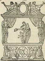An illustration from Sommare beschrijuinghe vãde triumphelijcke incomst vanden doorluchtighen ende hooghgheboren aerts-hertoge Matthias : binnen die princelijcke stadt van Brussele : in t'iaer ons Heeren M.D.LXXVIII. den xviij dach Januarij : midtsgaders die tanneelen, poincten, figuren ende spectaculen, die inde voorseyde incompste (ter eeren van sijne doorluchticheyt) zijn verthoont ghevveest, met meer ander saken, die doen ter tijt gheschiet zijn (1579)