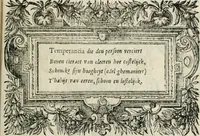 An illustration from Sommare beschrijuinghe vãde triumphelijcke incomst vanden doorluchtighen ende hooghgheboren aerts-hertoge Matthias : binnen die princelijcke stadt van Brussele : in t'iaer ons Heeren M.D.LXXVIII. den xviij dach Januarij : midtsgaders die tanneelen, poincten, figuren ende spectaculen, die inde voorseyde incompste (ter eeren van sijne doorluchticheyt) zijn verthoont ghevveest, met meer ander saken, die doen ter tijt gheschiet zijn (1579)