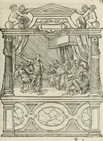 An illustration from Sommare beschrijuinghe vãde triumphelijcke incomst vanden doorluchtighen ende hooghgheboren aerts-hertoge Matthias : binnen die princelijcke stadt van Brussele : in t'iaer ons Heeren M.D.LXXVIII. den xviij dach Januarij : midtsgaders die tanneelen, poincten, figuren ende spectaculen, die inde voorseyde incompste (ter eeren van sijne doorluchticheyt) zijn verthoont ghevveest, met meer ander saken, die doen ter tijt gheschiet zijn (1579)