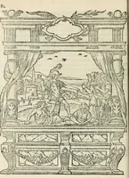 An illustration from Sommare beschrijuinghe vãde triumphelijcke incomst vanden doorluchtighen ende hooghgheboren aerts-hertoge Matthias : binnen die princelijcke stadt van Brussele : in t'iaer ons Heeren M.D.LXXVIII. den xviij dach Januarij : midtsgaders die tanneelen, poincten, figuren ende spectaculen, die inde voorseyde incompste (ter eeren van sijne doorluchticheyt) zijn verthoont ghevveest, met meer ander saken, die doen ter tijt gheschiet zijn (1579)