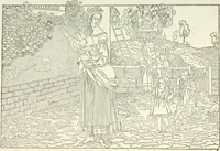 An illustration from The Songs and music of Friedrich Froebel's Mother play : (Mutter und kose lieder) : songs newly translated and furnished with new music (1895)