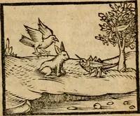 An illustration from Æsopi Phrygis Fabulae graece et latine, cum aliis quibusdam opusculis : quorum indicem sequens pagella indicabit (1616)