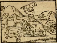 An illustration from Æsopi Phrygis Fabulae graece et latine, cum aliis quibusdam opusculis : quorum indicem sequens pagella indicabit (1616)